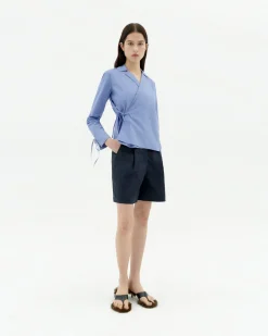 Blusa azul cruzada Lenie