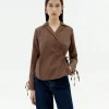 Blusa marrón rayas cruzada Lenie