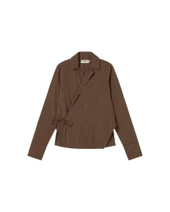 Blusa marrón rayas cruzada Lenie
