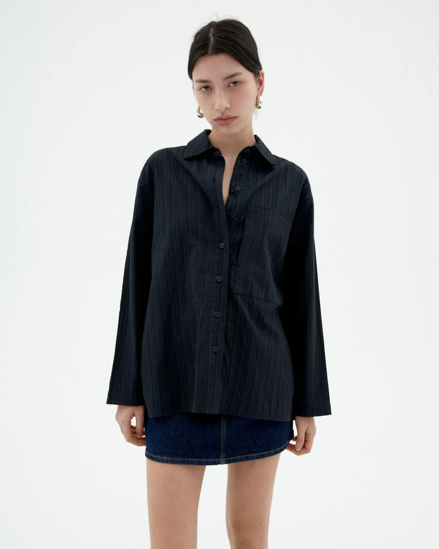 Blusa texturizada navy Marcelle