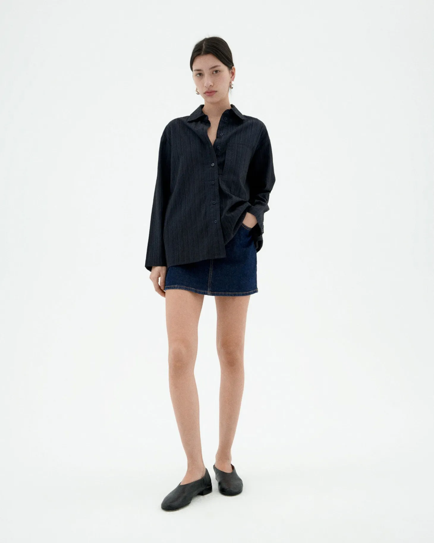 Blusa texturizada navy Marcelle