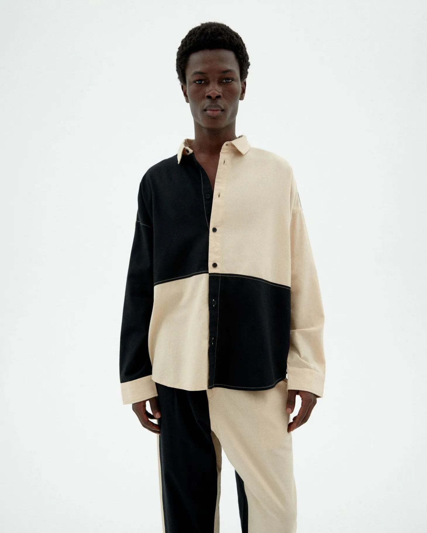 Camisa patched negro y blanco Haru