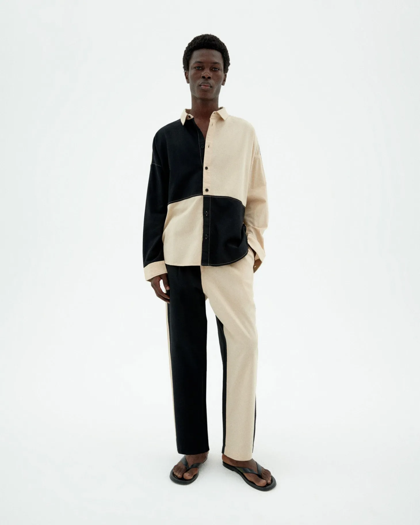 Camisa patched negro y blanco Haru