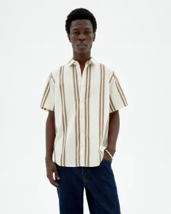 Camisa popelin rayas marrones Tom