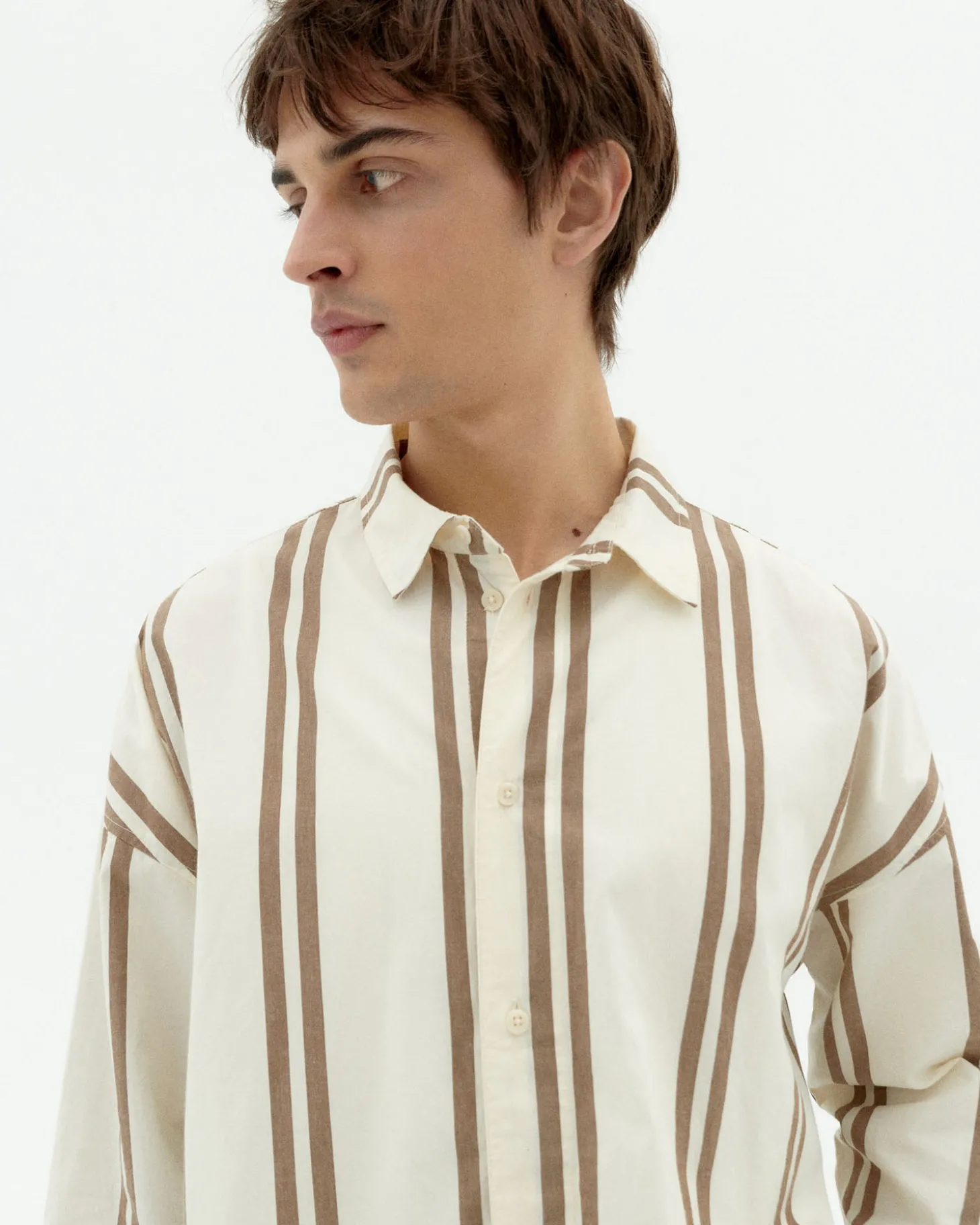 Camisa popelin rayas marrones Jim