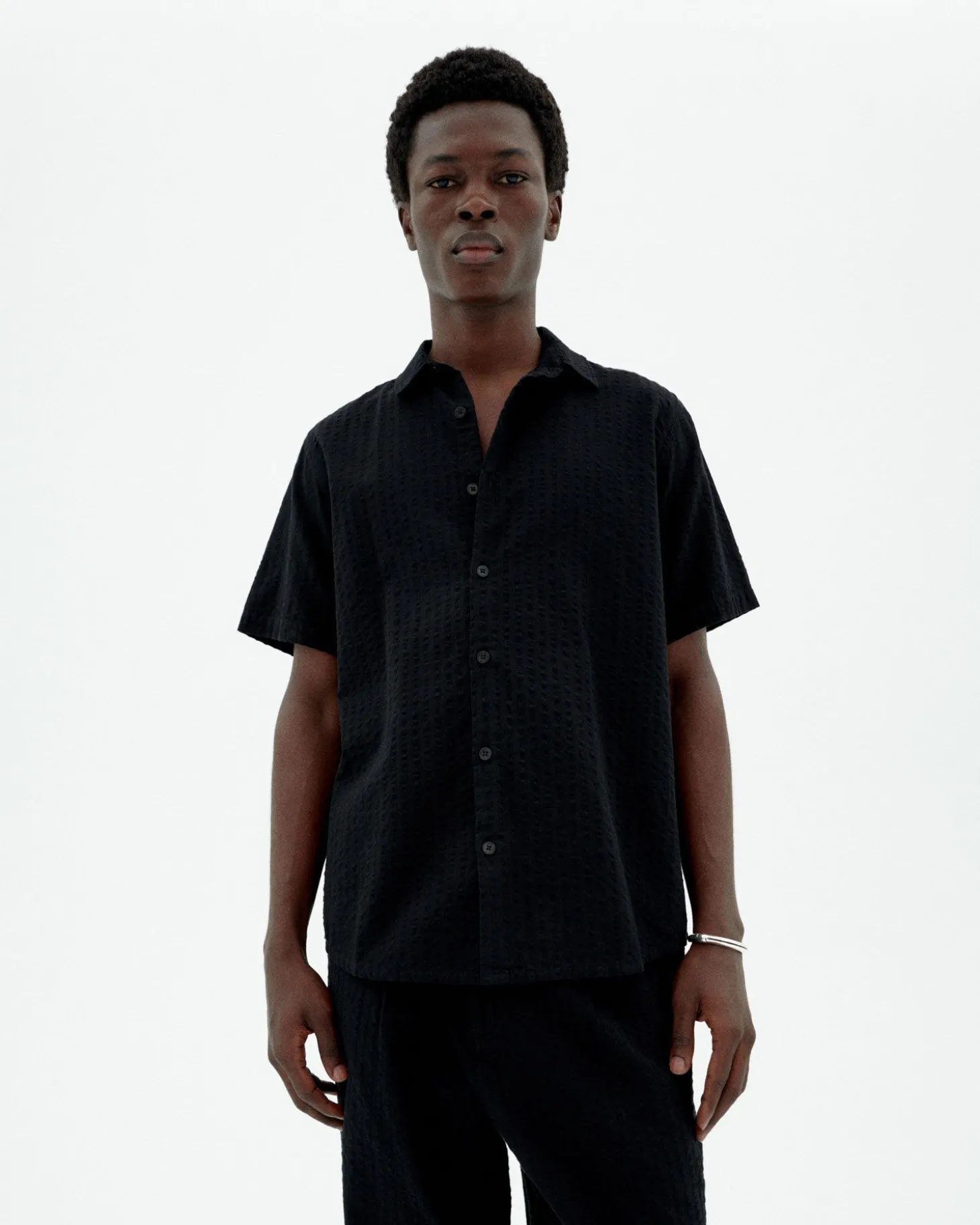 Camisa seersucker negra Tom