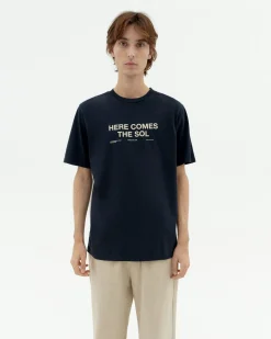 Camiseta azul here comes the sol