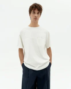 Camiseta blanca con bolsillo Hank