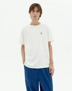 Camiseta blanca sol espalda azul