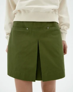 Falda mini verde pliegues Mabel