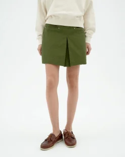Falda mini verde pliegues Mabel