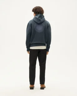 Hoodie grafito sol espalda azul Simon