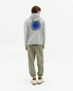 Hoodie gris sol espalda azul Simon