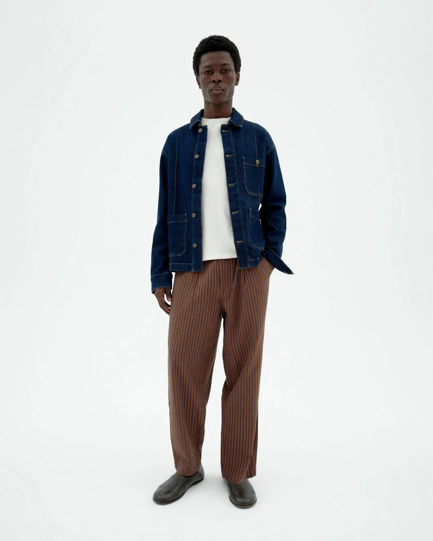 Pantalón loose marrón rayas Luc