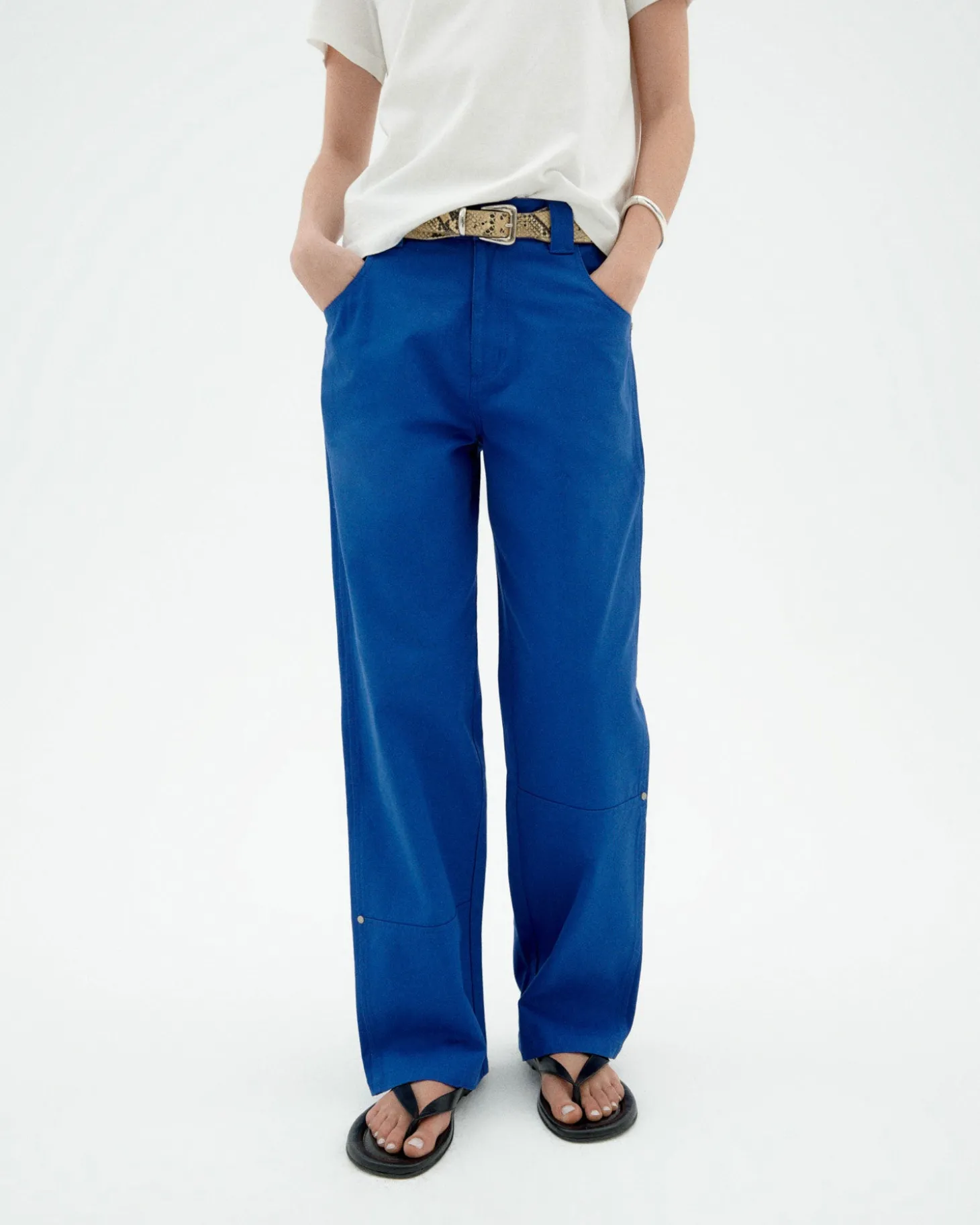 Pantalón recto azul Perle