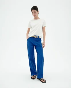 Pantalón recto azul Perle