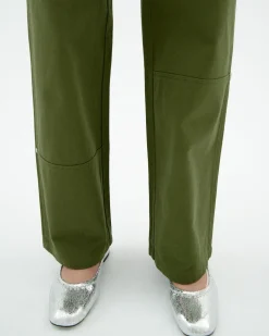 Pantalón recto verde Perle