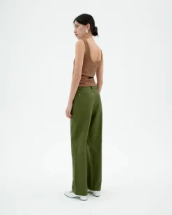 Pantalón recto verde Perle