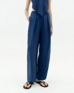 Pantalón relaxed pinza azul Cupro Cirila