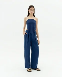 Pantalón relaxed pinza azul Cupro Cirila