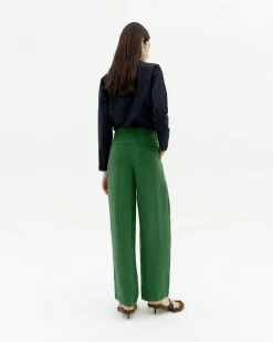 Pantalón relaxed pinza verde Cupro Cirila