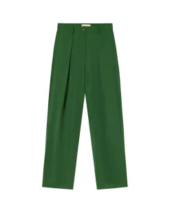 Pantalón relaxed pinza verde Cupro Cirila