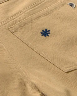Pantalón wide leg camel bordado a mano Hedda
