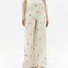Pantalón wide leg crudo bordado a mano Hedda