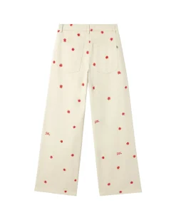 Pantalón wide leg crudo bordado a mano Hedda