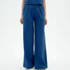 Pantalón wide leg seersucker azul Manolita