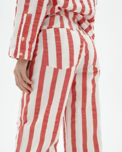 Pantalón wide leg seersucker rayas Manolita