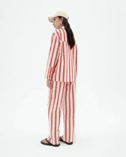 Pantalón wide leg seersucker rayas Manolita