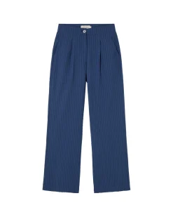 Pantalón wide leg seersucker azul Manolita
