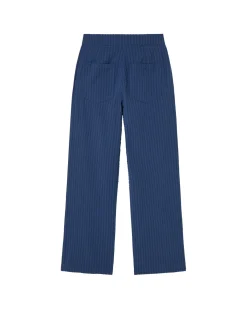 Pantalón wide leg seersucker azul Manolita