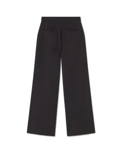 Pantalón wide leg seersucker negro Manolita