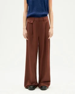 Pantalón wide leg tiro bajo marrón Pat
