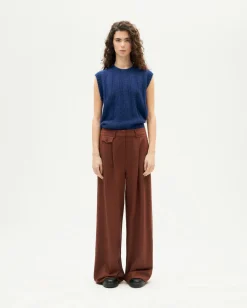 Pantalón wide leg tiro bajo marrón Pat
