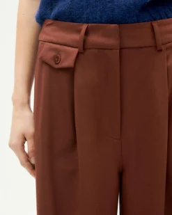 Pantalón wide leg tiro bajo marrón Pat