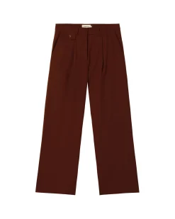 Pantalón wide leg tiro bajo marrón Pat
