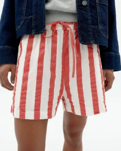 Shorts seersucker rayas Geranio
