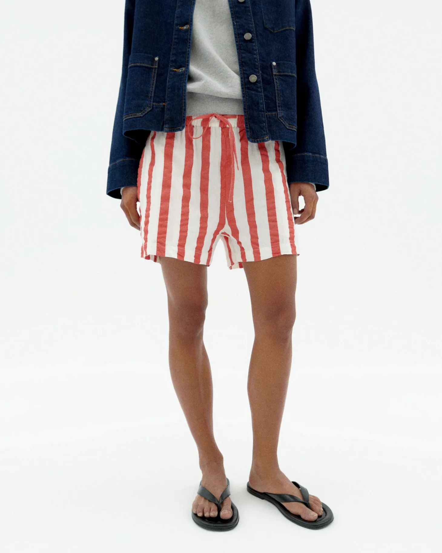 Shorts seersucker rayas Geranio