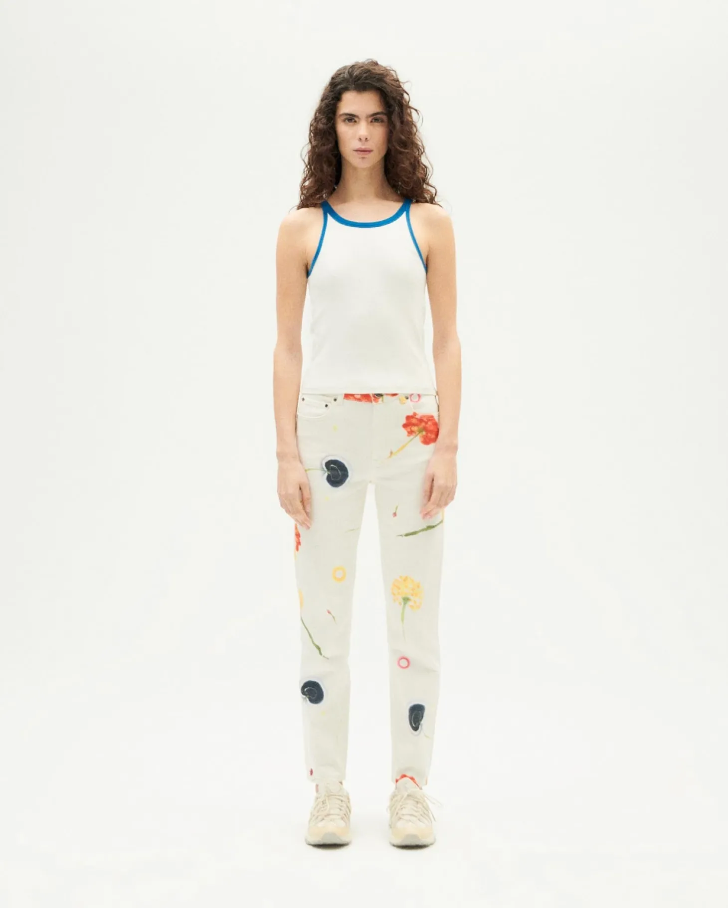 Top halter blanco contraste azul Harriet