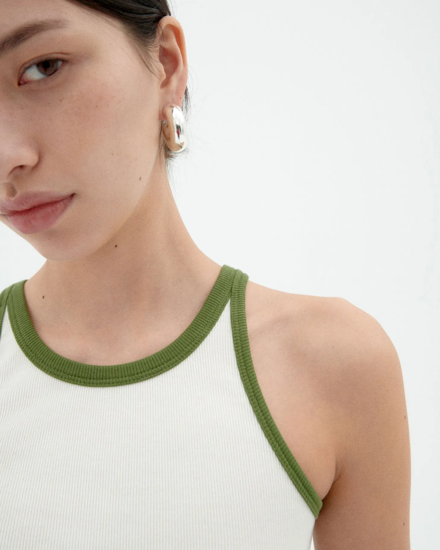 Top halter blanco contraste verde Harriet