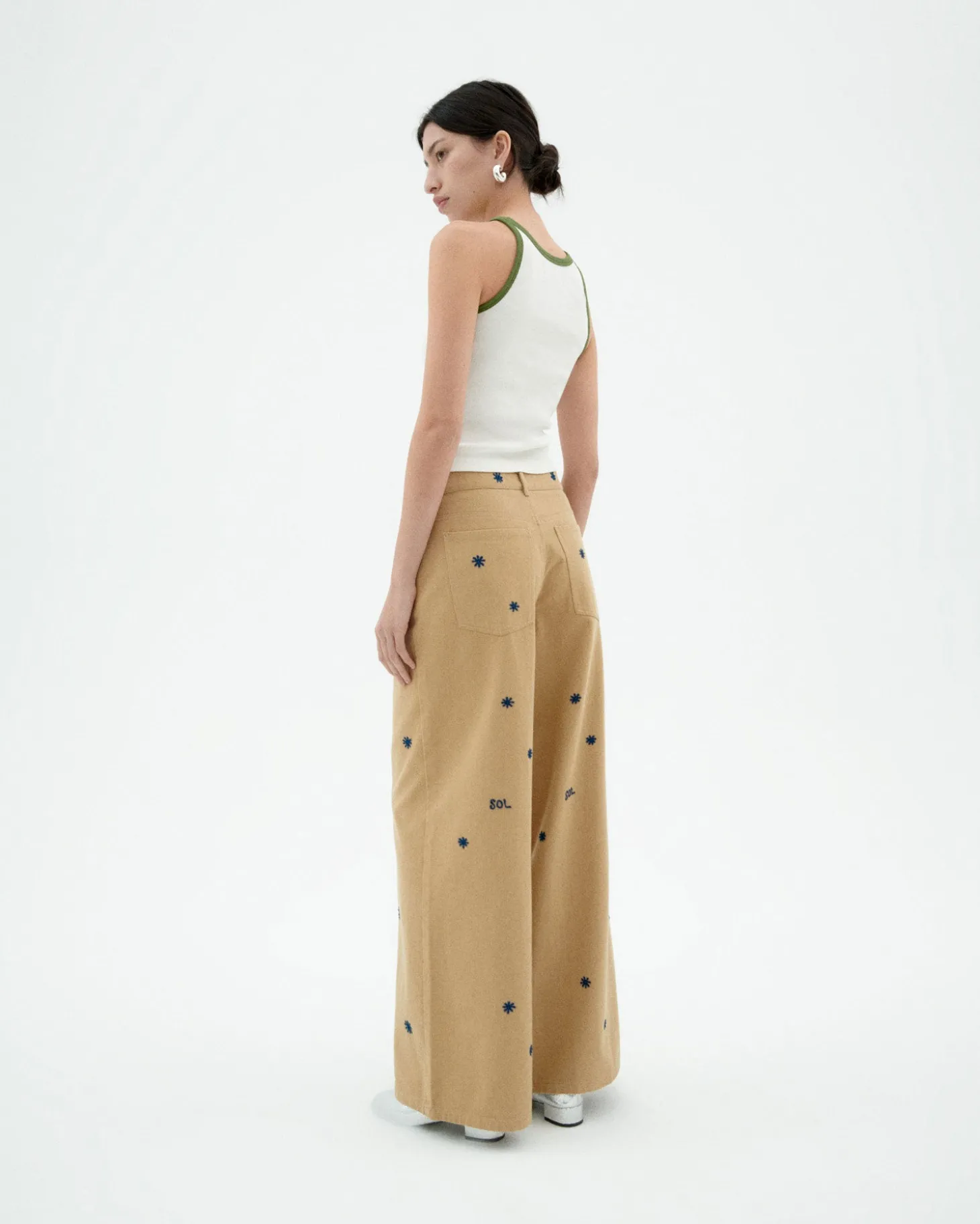 Top halter blanco contraste verde Harriet