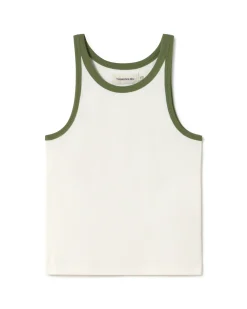 Top halter blanco contraste verde Harriet