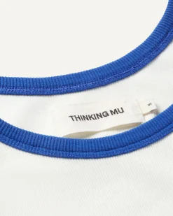 Top halter blanco contraste azul Harriet
