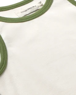 Top halter blanco contraste verde Harriet