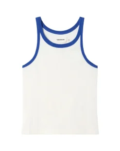 Top halter blanco contraste azul Harriet