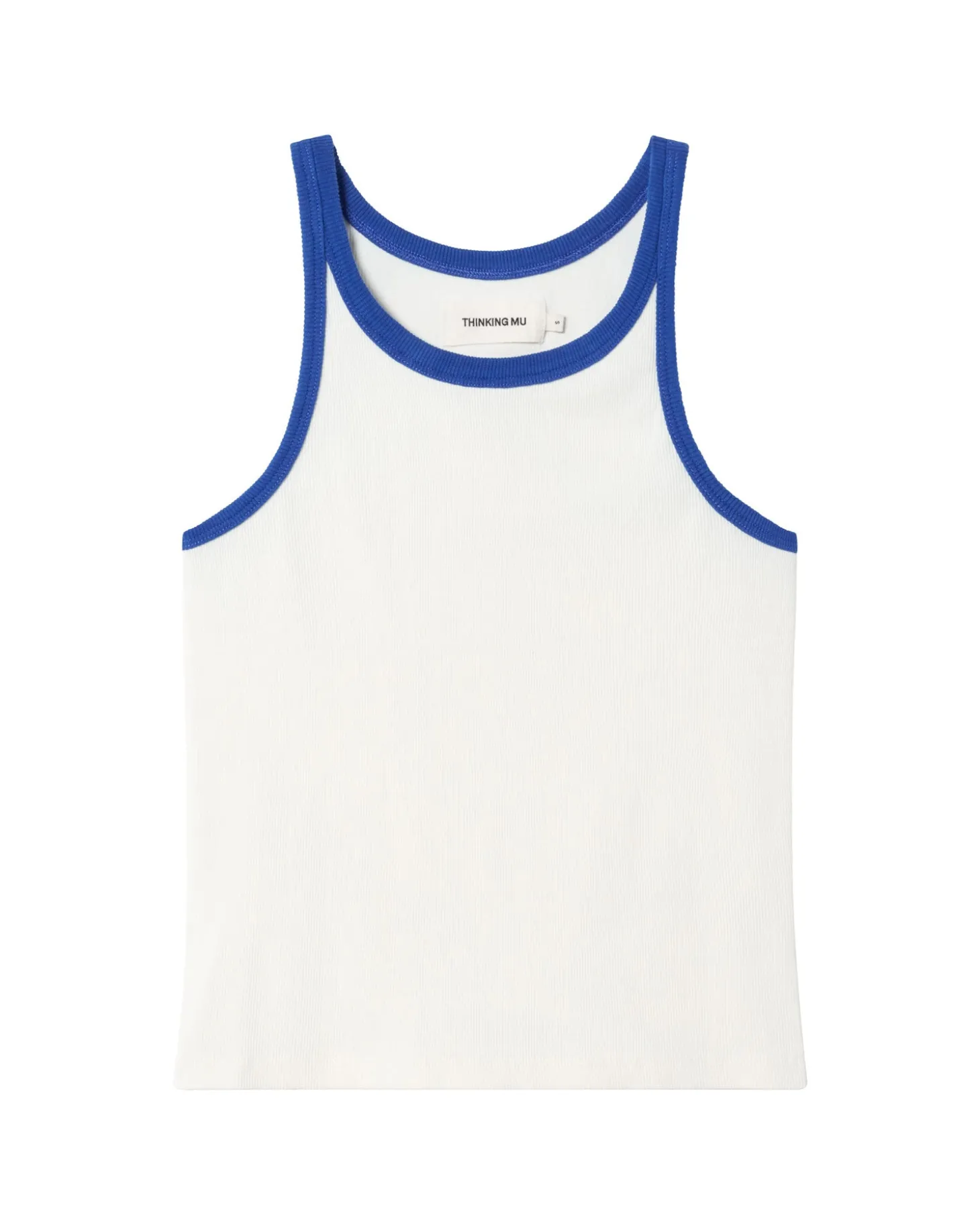 Top halter blanco contraste azul Harriet