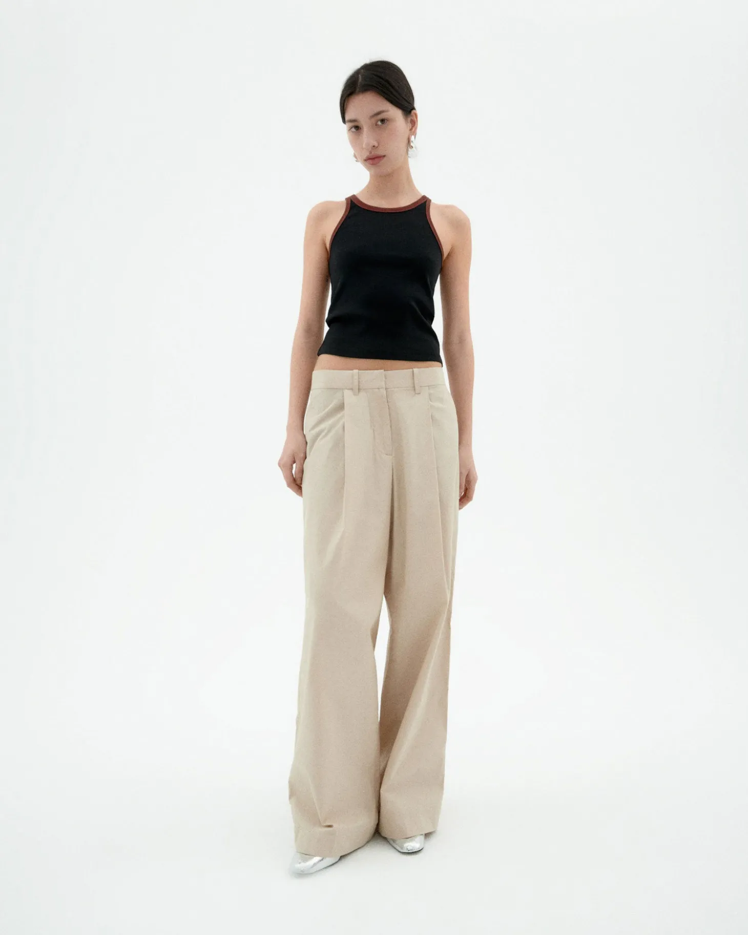 Top halter negro contraste marrón Harriet